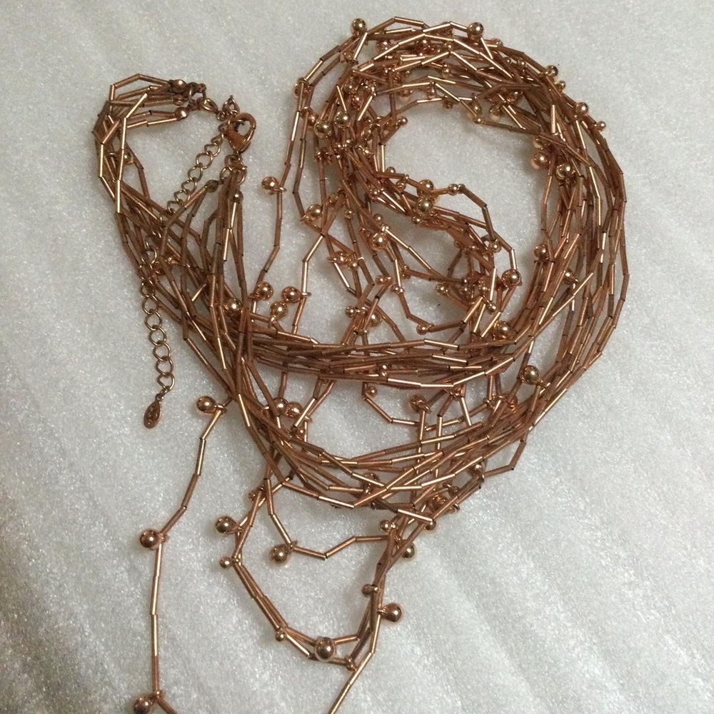 Rose Gold Multi-Strand Beaded Necklace